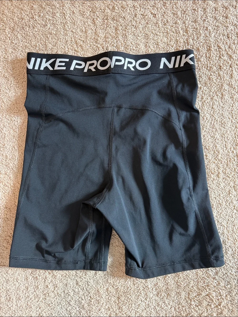 Nike Black Pro Compression Shorts with White Logo approx 6” inseam